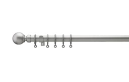 Extendable Curtain Pole Silver , 120-210cm Ball Finial Lightweight