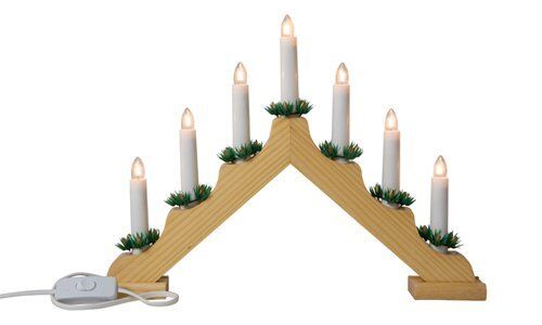 Christmas Gift Snow White Pine Candle Bridge With 7 Candle Lights