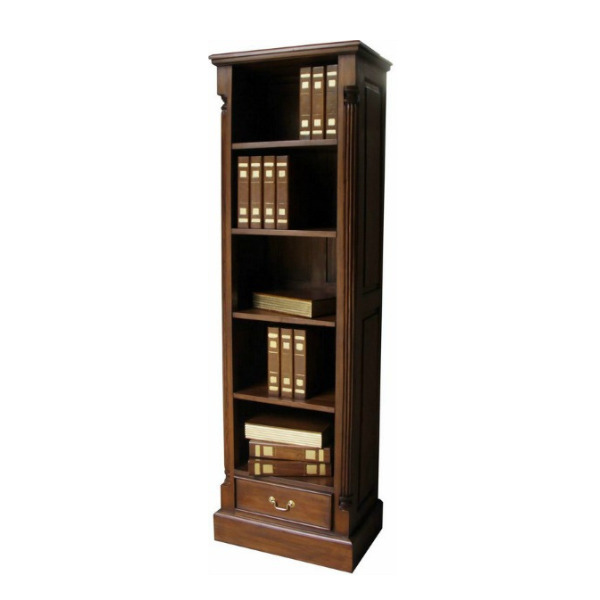 Mahogany Bookcase Pillar Detail Drawer 4 Adjustable Shelves H180 X W56