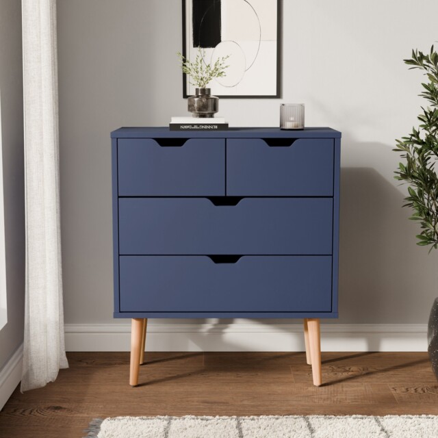 Nyborg 2 + 2 Drawer Chest Of Drawers Scandinavian Style Bedroom Blue