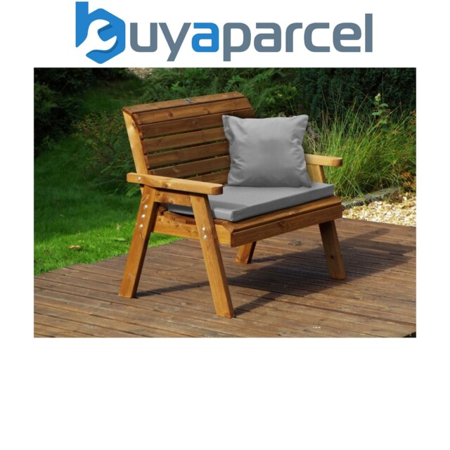 Charles Taylor Wooden Garden 2 Seater Bench Seat Armchair & Grey