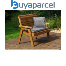 Charles Taylor Wooden Garden 2 Seater Bench Seat Armchair & Grey