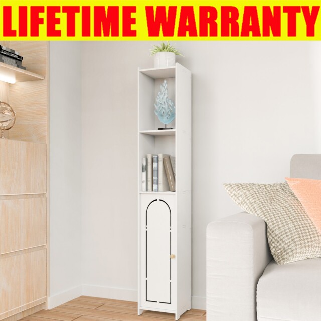 Tall Slim Bathroom Cabinet, Bathroom Cupboard Unit With 1 Door And 4