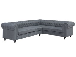 Left-hand Corner Sofa Chesterfield Grey Fabric Left Hand