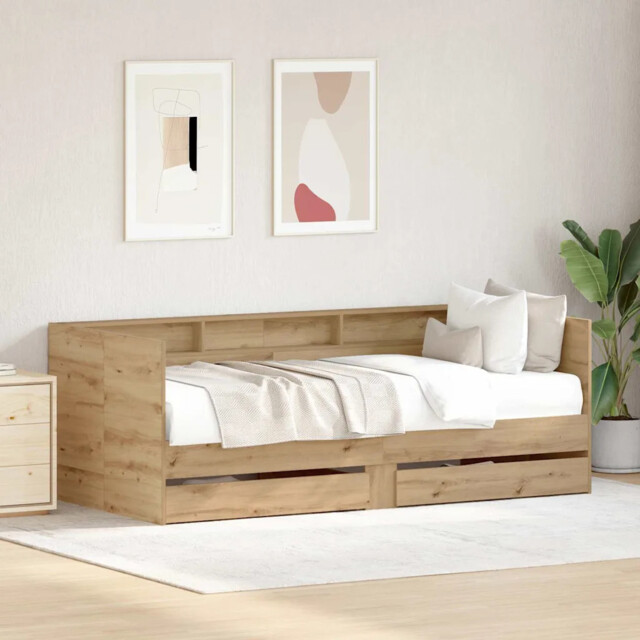 Daybed Frame With Drawers With Storage Artisan Oak 90 X 190 Cm Vidaxl