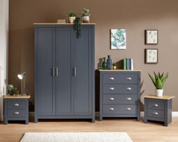 Boxed Lancaster Blue/oak 4 Piece Bedroom Set Ass Option Local Delivery