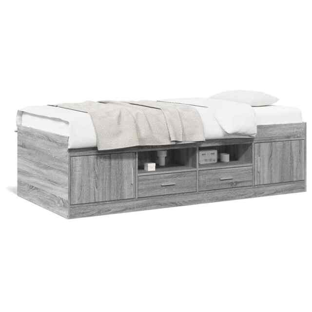 Daybed With Drawers Grey Sonoma 75x190 Cm Engineered Wood Vidaxl