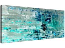 Turquoise Teal Abstract Painting Canvas Art Print - Modern 120cm Wide