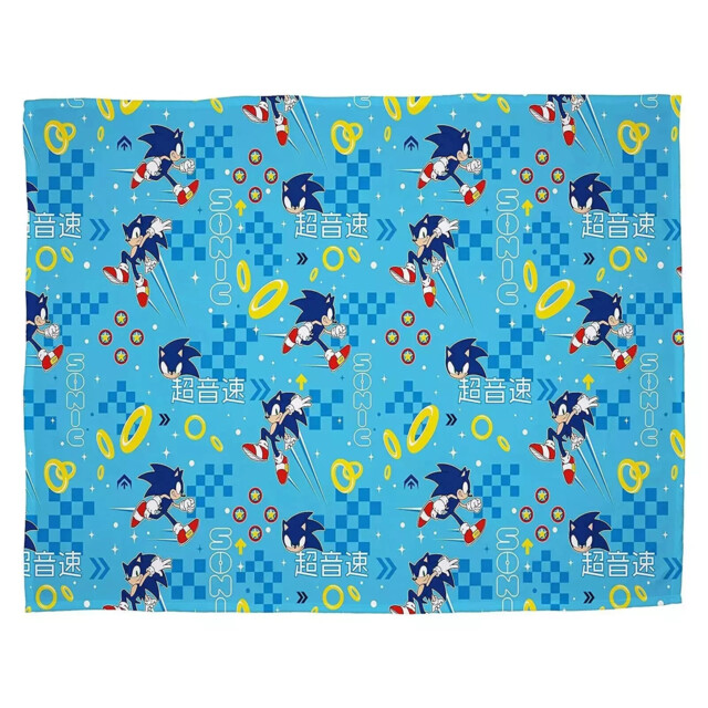Sonic The Hedgehog Geo Soft Fleece Throw Blanket Blue 100cm X 150cm