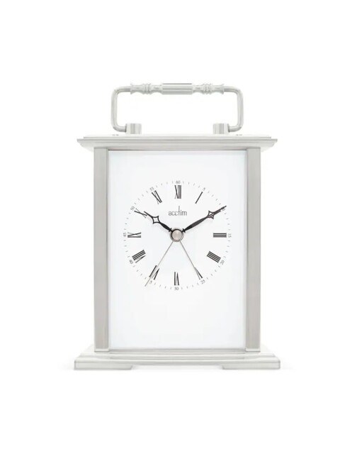 Acctim Gainsborough Mantel Clock Quartz Polished Metal Carriage Clock,