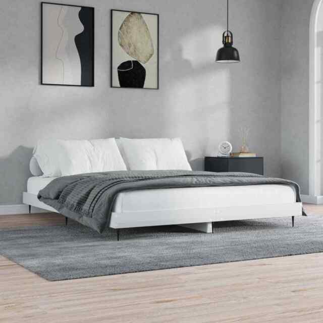 Bed Frame High Gloss White 120x200 Cm Engineered Wood Vidaxl