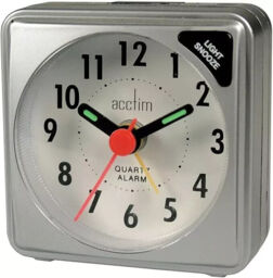 Acctim Ingot Quartz Mini Travel Alarm Clocks +light - Silver
