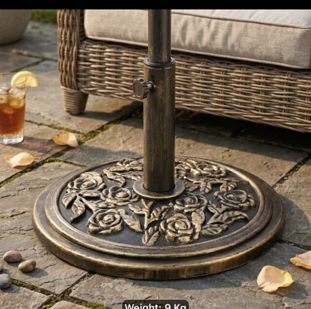 9kg Cast Iron Round Umbrella Parasol Base Stand Patio Outdoor Garden