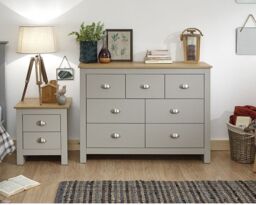 Lancaster Grey/oak Merchant Chest 7 Drawers Assembly Option Local