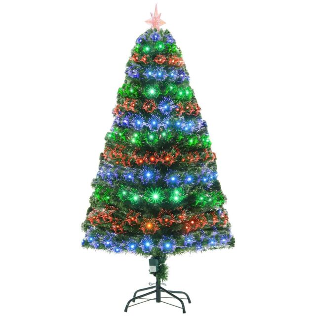 5ft Prelit Artificial Christmas Tree W/ Fiber Optic, Xmas Decoration,
