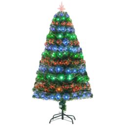 5ft Prelit Artificial Christmas Tree W/ Fiber Optic, Xmas Decoration,