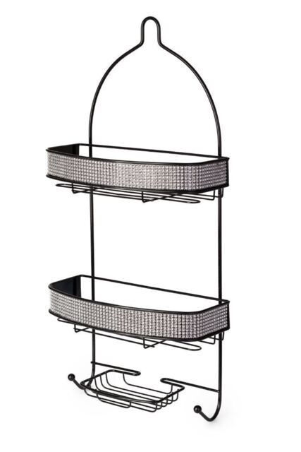 Blue Canyon Polaris Black Diamante Shower Caddy Bathroom Organiser