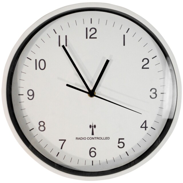 Wall Mounted 30cm Radio Controlled Clock Automatic Updates Battery