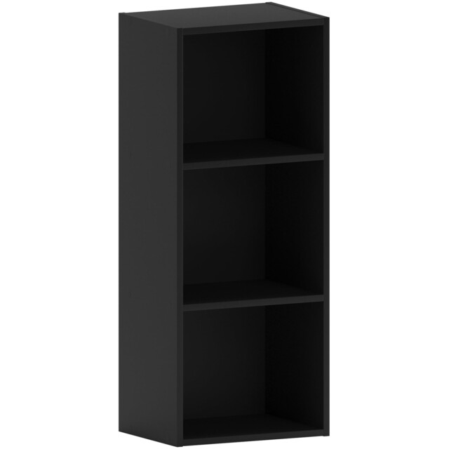 Vida Designs Oxford 3 Tier Cube Bookcase, Black Wooden Shelving 3
