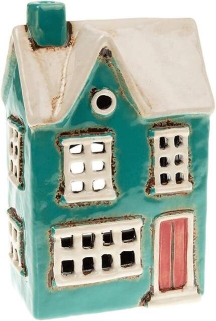 Shudehill Giftware Village Pottery Country House Teal Tealight Holder
