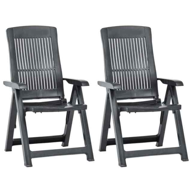 Garden Reclining Chairs 2 Pcs Plastic Anthracite Vidaxl