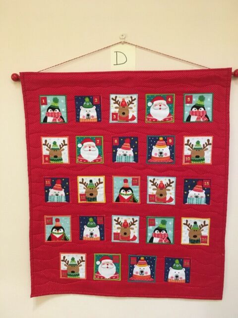 Large Handmade Fabric Christmas Advent Calendar With Pockets.