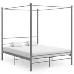 Canopy Bed Frame Grey Metal 160x200 Cm Vidaxl