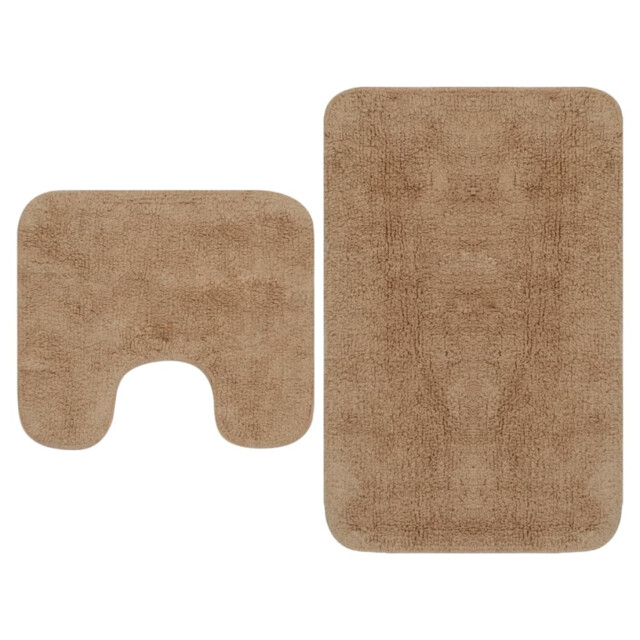 Bathroom Mat Set Beige 100%cotton Bath 63x93cm Pedestal 44x52cm