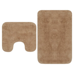 Bathroom Mat Set Beige 100%cotton Bath 63x93cm Pedestal 44x52cm