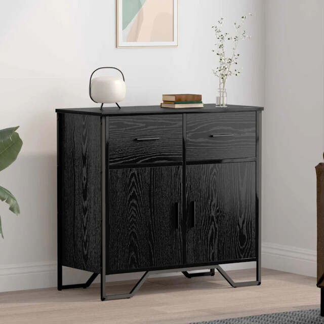 Sideboard Black Oak 79.5 X 35.5 X 74.5 Cm Engineered Wood Vidaxl