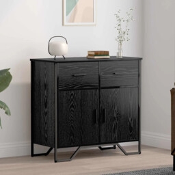 Sideboard Black Oak 79.5 X 35.5 X 74.5 Cm Engineered Wood Vidaxl