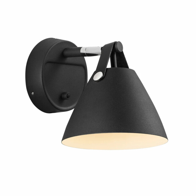Wall Light Black Metal Real Leather Strap 15cm Requires Lamp Nordlux