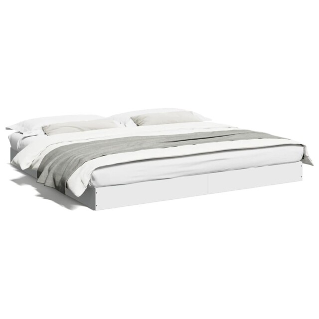White Engineered Wood Bed Frame 180x200 Cm Modern Design For Super