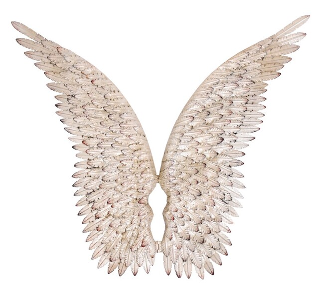 "Large Angel Wings Wall Decoration – Iron Antique Look ""villa Cupidon"""