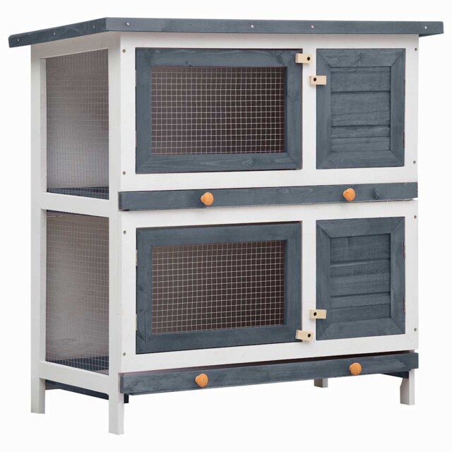 Outdoor Rabbit Hutch 4 Doors Wood Pet House Cage Carrier Multi Colours