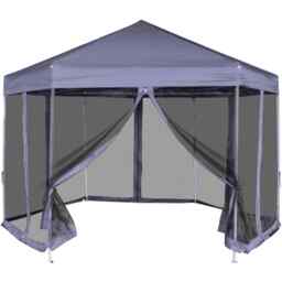Hexagonal Pop-up Marquee With 6 Sidewalls Dark Blue 3.6x3.1 M Vidaxl