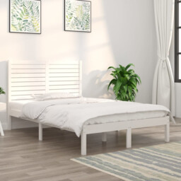 Bed Frame White Solid Pine Extra Long 90x210cm Slatted Base Headboard