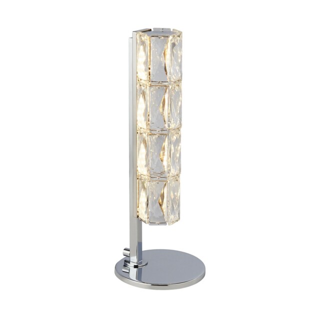 Led Table Lamp Chrome Hexagonal Shape Tube Bar With Clear Crystal Trim