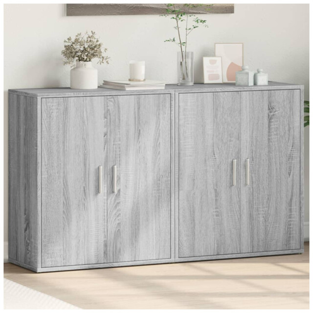 Sideboard Grey Sonoma Engineered Wood 60x31x70 Cm 2-door Modern