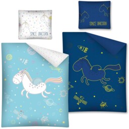 Space Unicorn Single Duvet Cover Set Kids Eu Size Bedding Glow In Dark