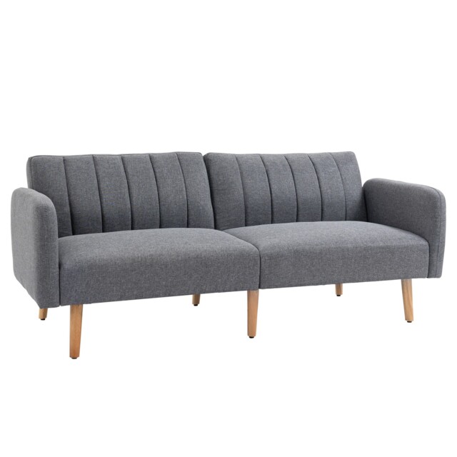 Homcom 3 Seater Linen Sofa Bed With Adjustable Backrest For Living