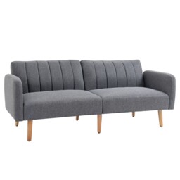 Homcom 3 Seater Linen Sofa Bed With Adjustable Backrest For Living