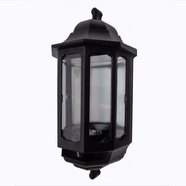 Asd Half Lantern Wall Light Standard, Pir Or Photocell Sensor - Black