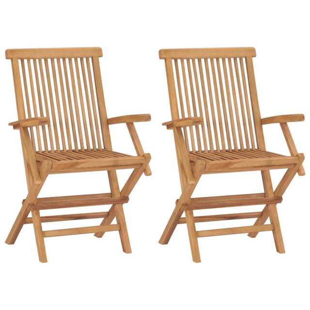 Folding Garden Chairs 2 Pcs Solid Teak Wood Vidaxl