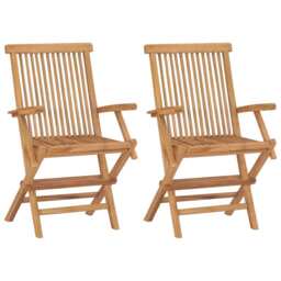 Folding Garden Chairs 2 Pcs Solid Teak Wood Vidaxl