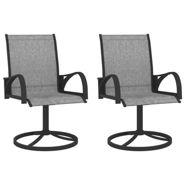 Garden Swivel Chairs 2 Pcs Textilene And Steel Grey Vidaxl