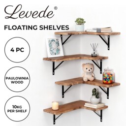 Levede 4pc Corner Floating Shelves Wall L-shaped Storage Wooden