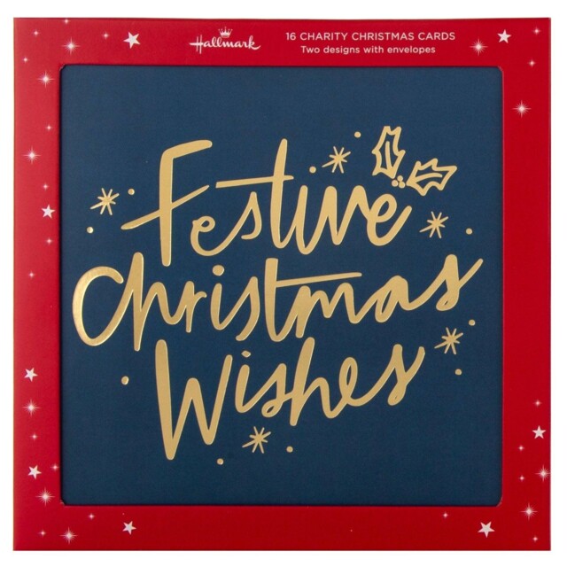 Hallmark 16 Charity Christmas Cards – 2 Modern Festive Designs