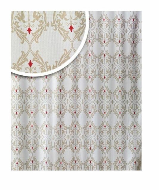Damask Range Red Cream Blue Canyon 180x180cm Polyester Shower Curtain