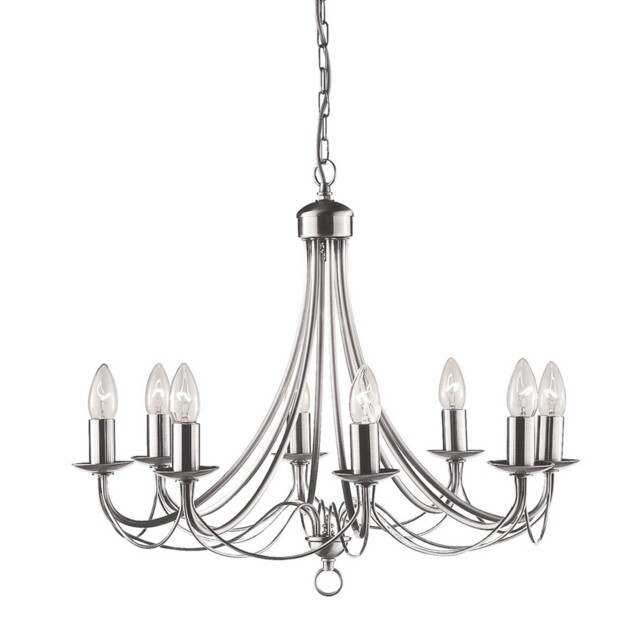 8 Lights Satin Silver Finish Ceiling Fitting Pendant Light With Candle
